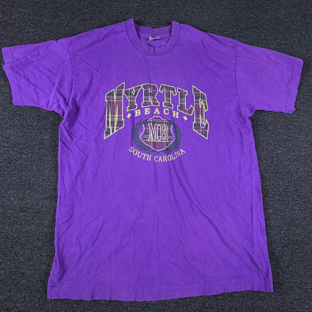 Fruit of the Loom T-Shirt Mens XL Myrtle Beach South Carolina Purple Vintage EUC